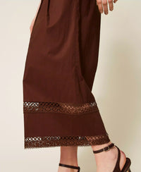 Pantalon large en popeline avec broderie Twinset