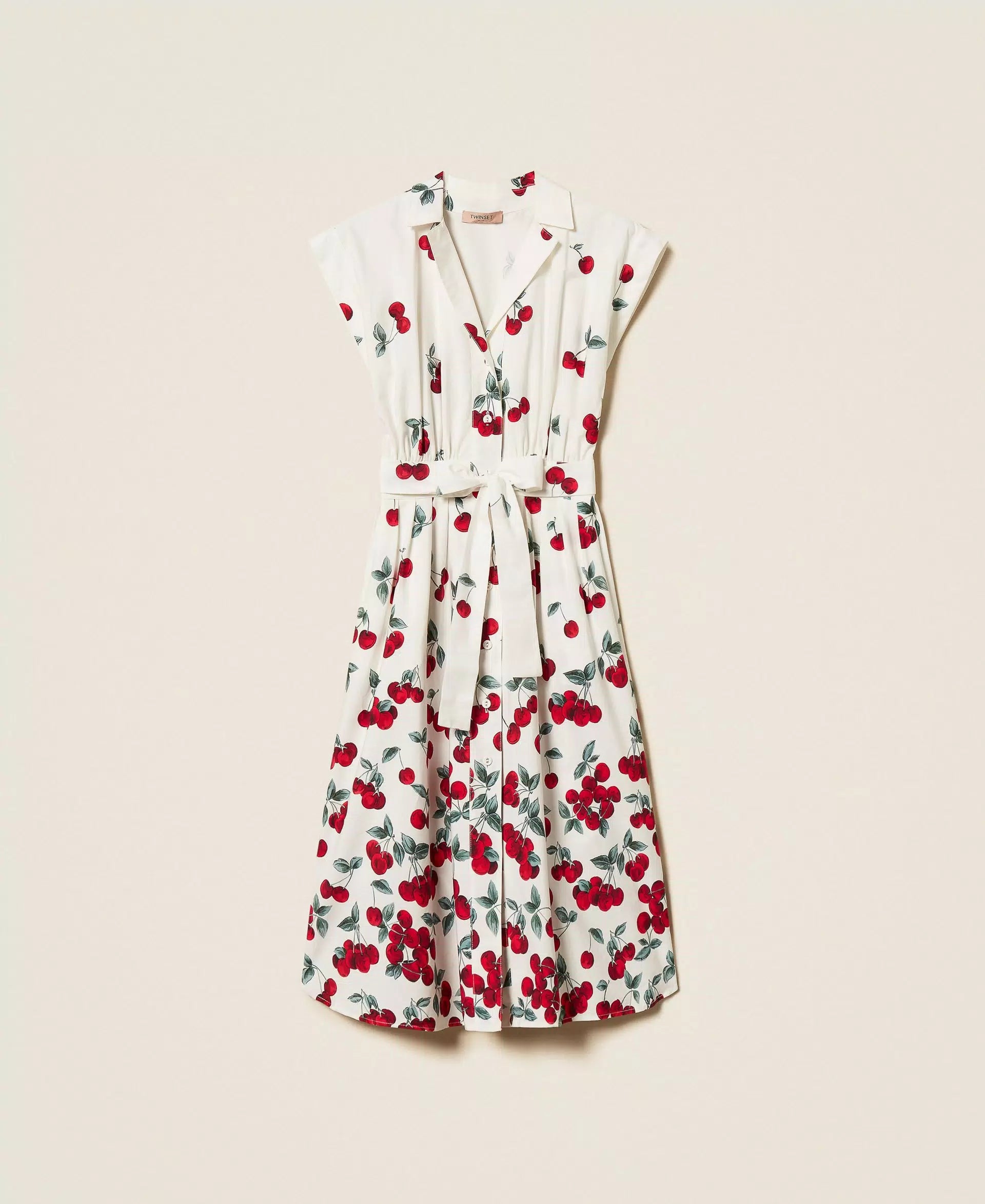 Robe midi en popeline avec imprimé cerises Twinset