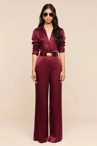 L'Agence Pilar Wide-Leg Pant Merlot Red