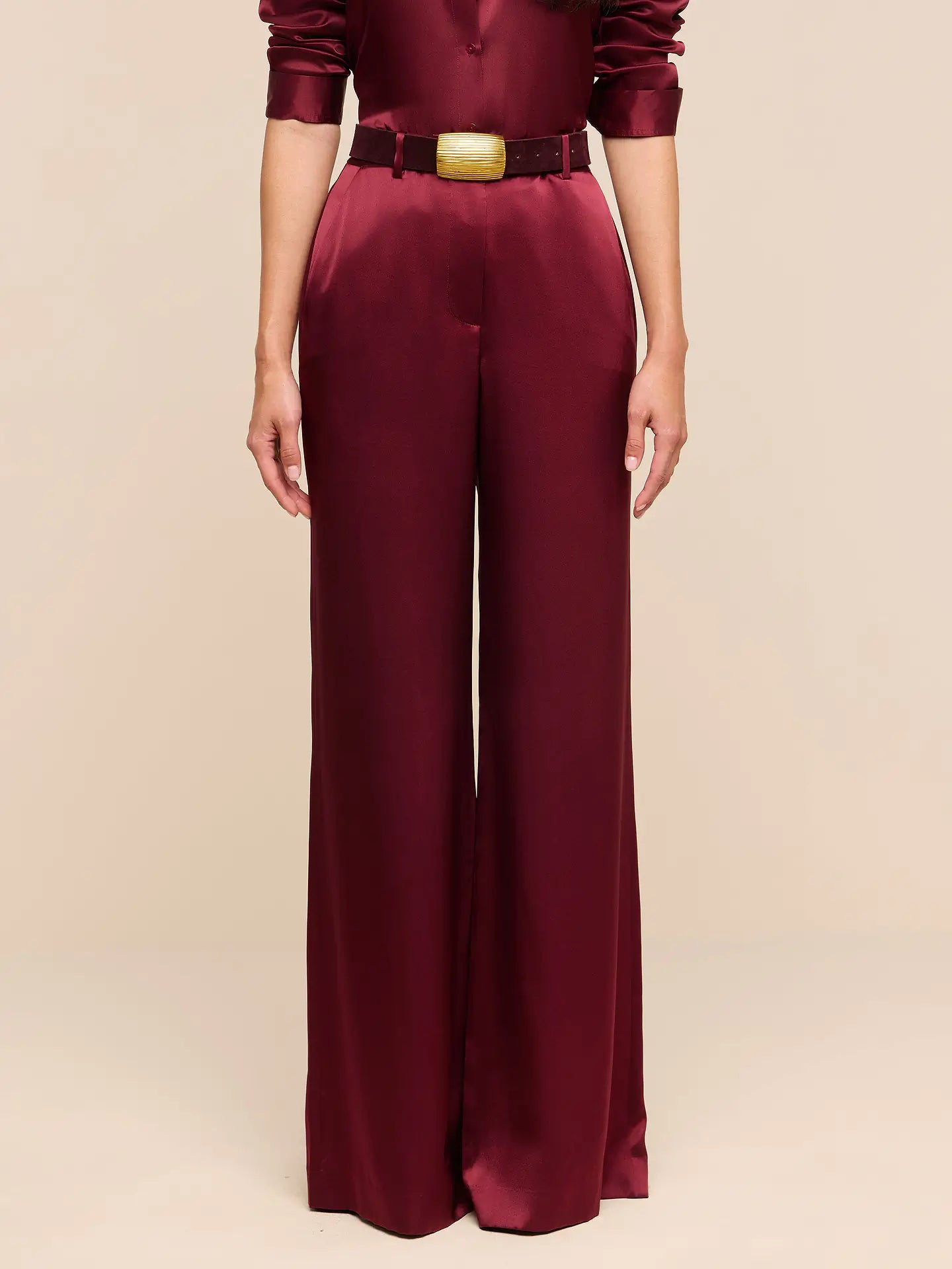 L'Agence Pilar Wide-Leg Pant Merlot Red