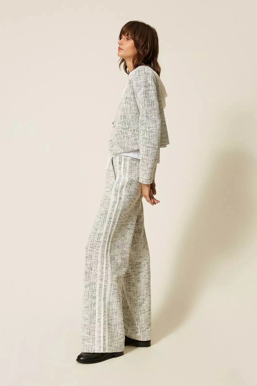 Twinset Tweed Jacket Off-White/Black