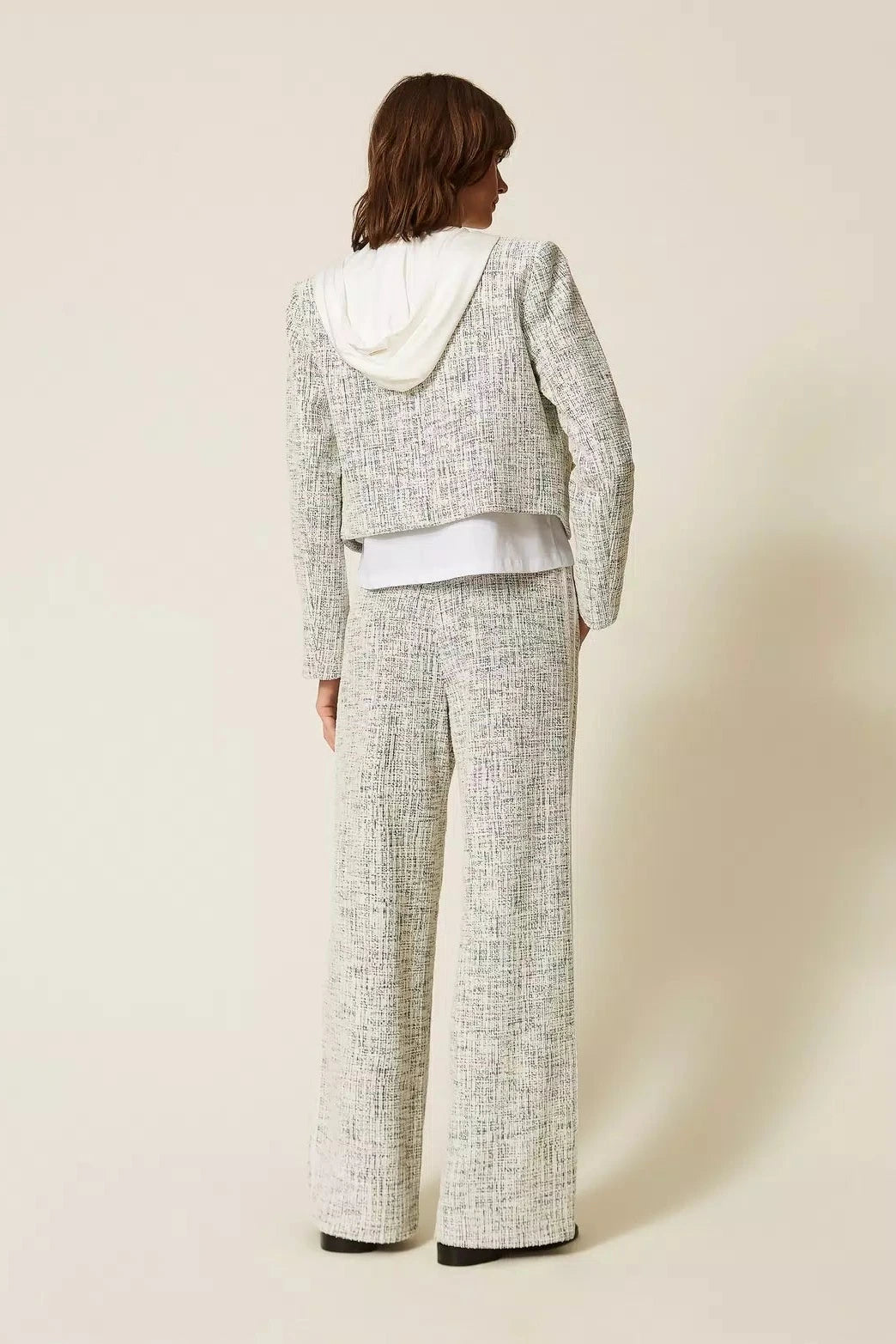 Twinset Tweed Jacket Off-White/Black
