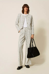 Twinset Tweed Jacket Off-White/Black