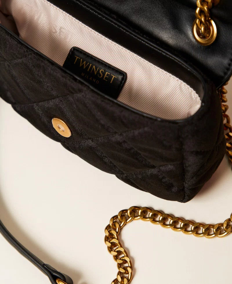 Twinset Quilted Velvet Shoulder Bag