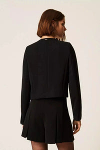 Crêpe jacket with heart-shaped buttons - Black