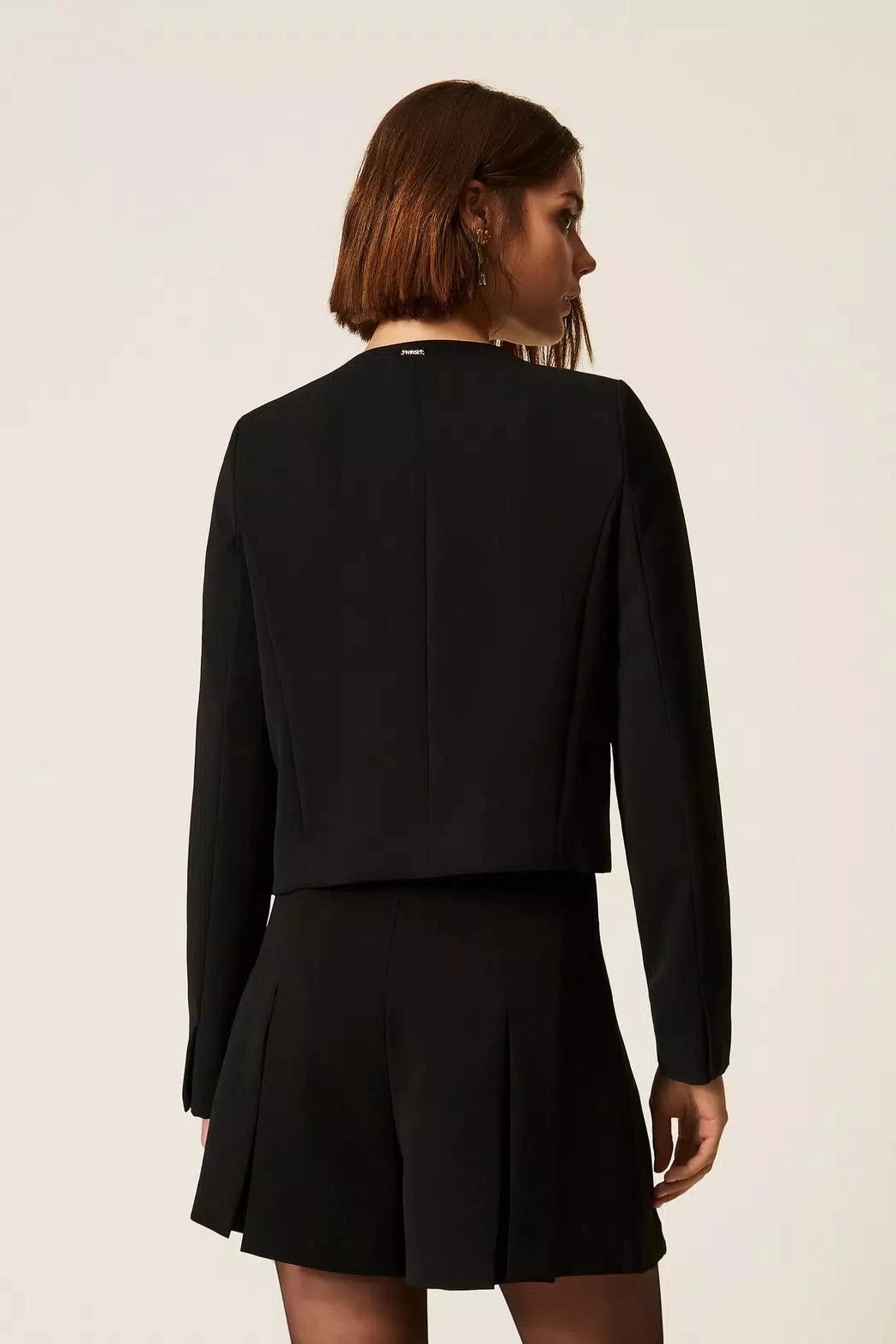 Crêpe jacket with heart-shaped buttons - Black