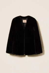 Twinset Faux Fur Cape Jacket - Black