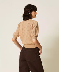 Twinset Pointelle Knit Buttoned Polo Shirt