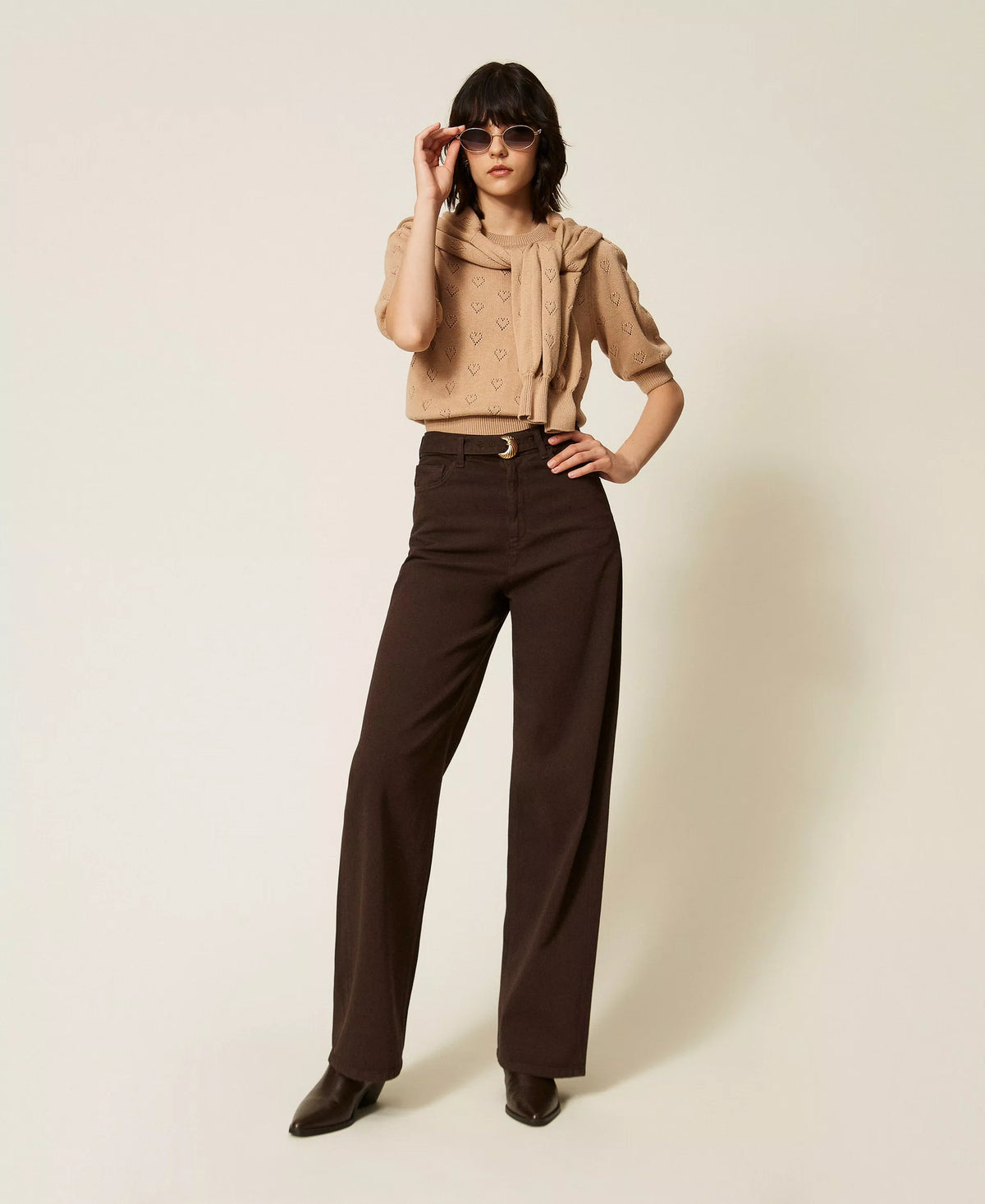 Twinset Pointelle Knit Buttoned Polo Shirt
