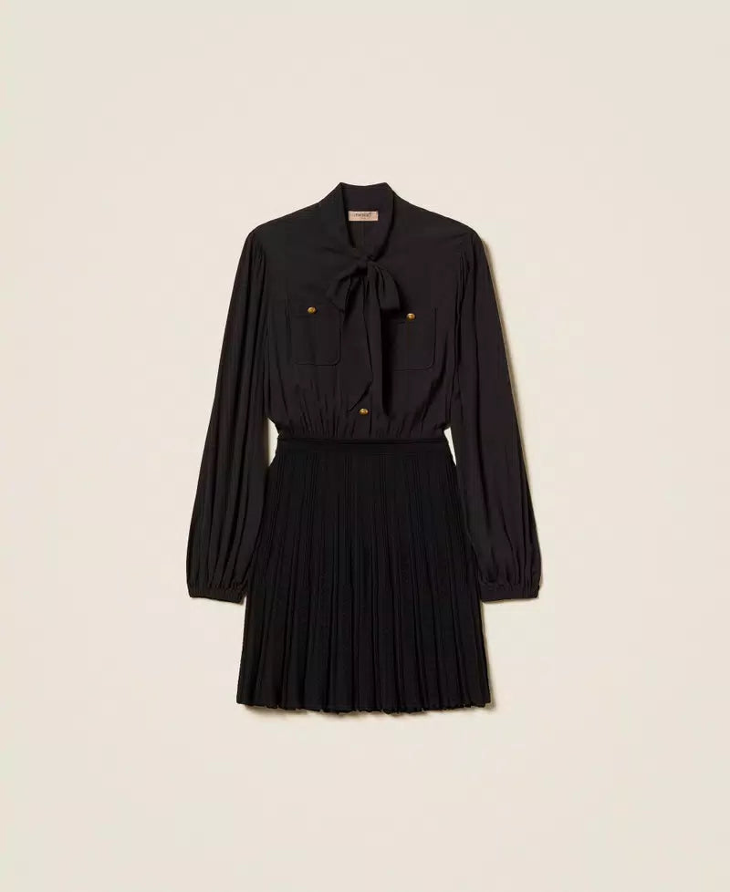 Twinset Short Dress With Knitted Skirt