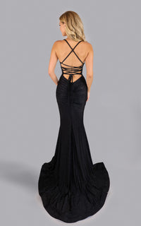 Jessica Angel Crystal Embellished Spaghetti Straps Gown
