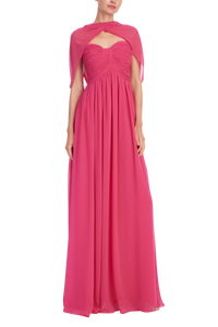 Robe bustier Badgley Mischka avec foulard Magenta