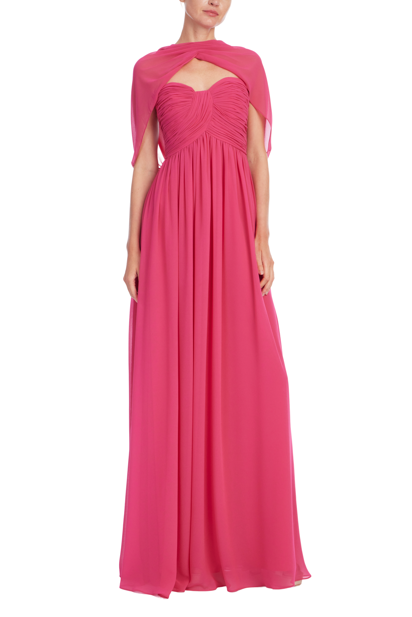 Robe bustier Badgley Mischka avec foulard Magenta