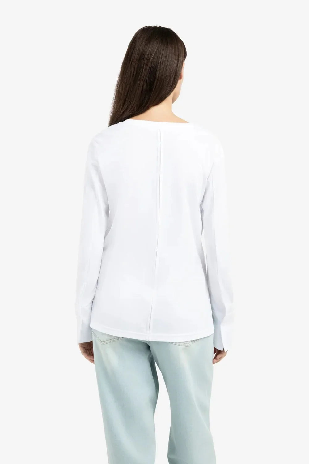 YAYA Jersey Top With Long Sleeves and Woven Cuffs