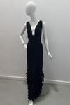 Catherine Regehr V-neck Trumpet Gown With Spiral Hem