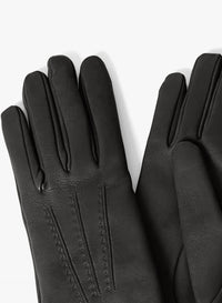 Cinzia Rocca Nappa Leather Gloves with Band and Hook Black
