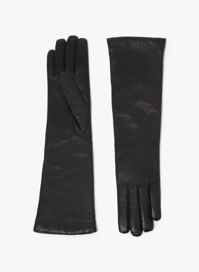 Cinzia Rocca Long Black Nappa Leather Gloves Black