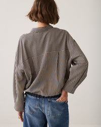 Summum Blouse boxy two tone stripe MIDNIGHT BLUE