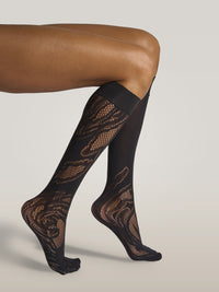 Wolford Rose Net Knee Highs