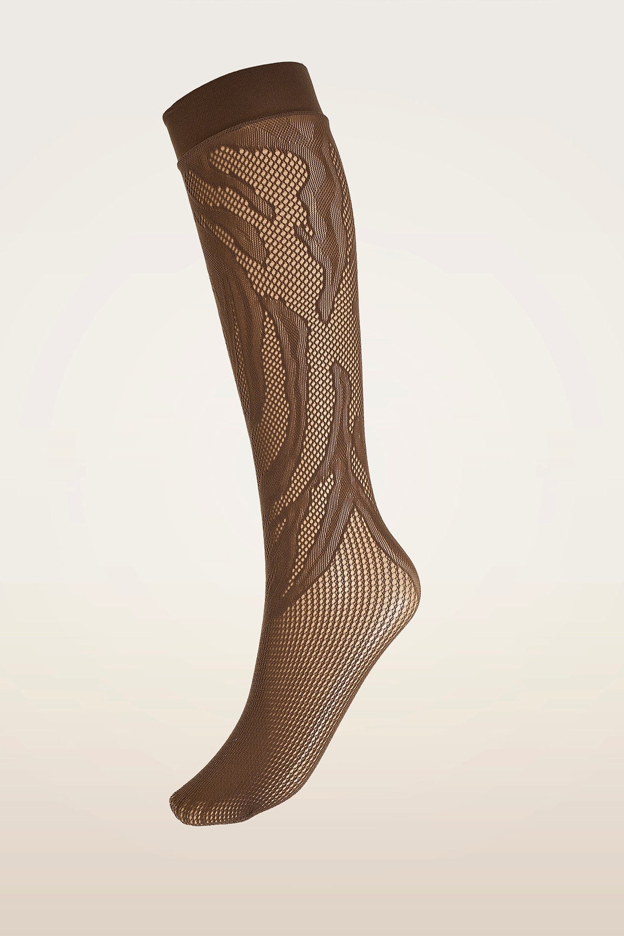 Wolford Rosebloom Net Knee-Highs Roasted Tea