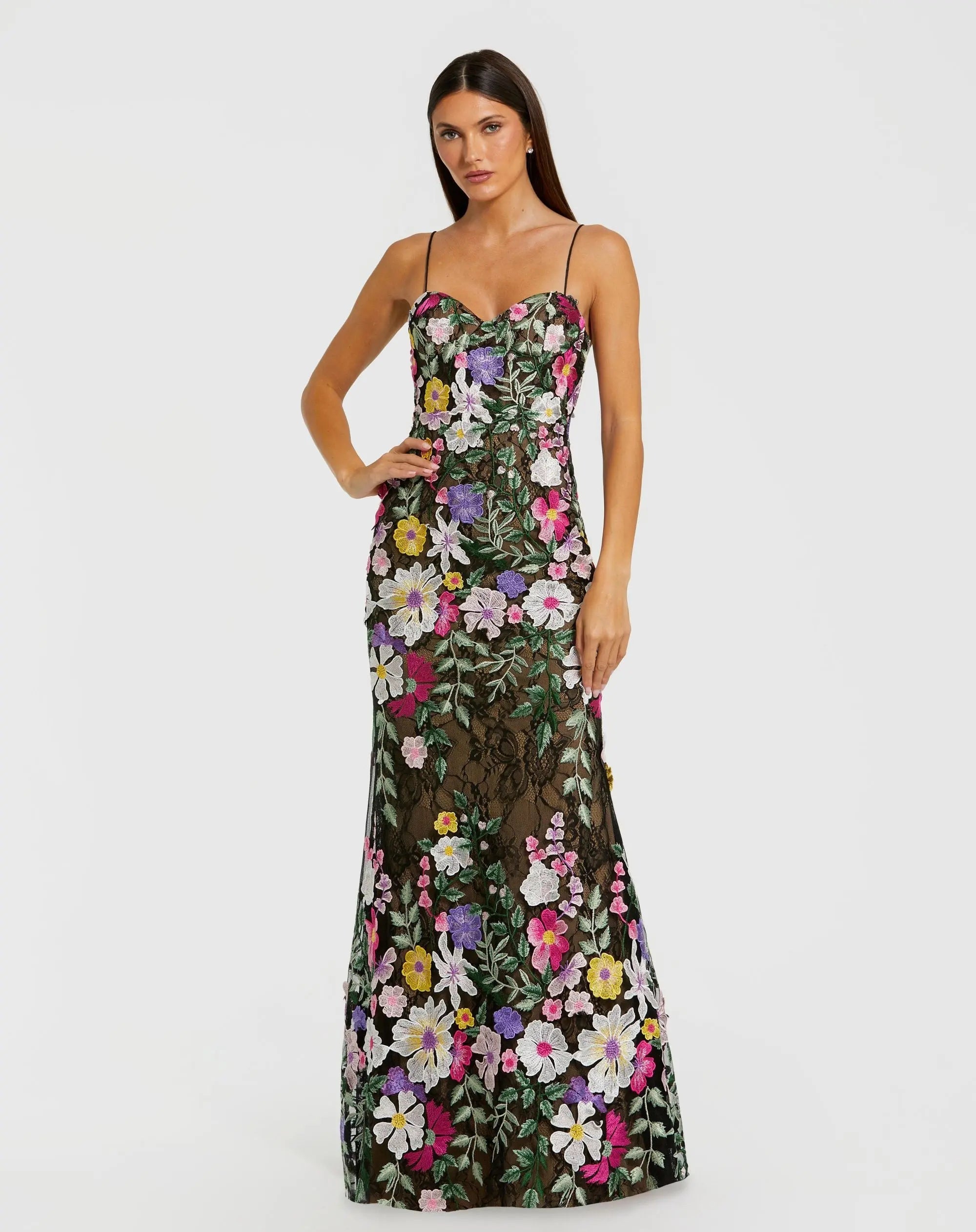 MAC DUGGAL 68897 Floral Embroidered Sleeveless Bustier Gown
