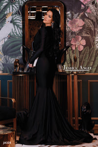Jessica Angel Long Sleeve Deep V Gown