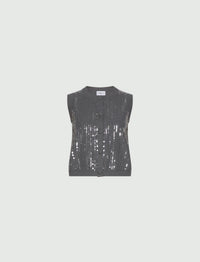 Marella Eroico Sequinned Boucle Knit Gilet - Light Grey
