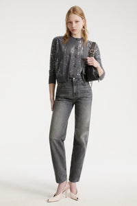 Marella Eroico Sequinned Boucle Knit Gilet - Light Grey