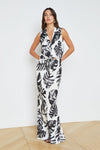 L'Agence Zeta Printed Palm Long Skirt