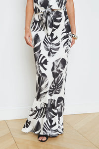 L'Agence Zeta Printed Palm Long Skirt