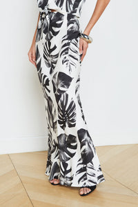 L'Agence Zeta Printed Palm Long Skirt