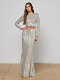 L'Agence Zeta Sequin Maxi Skirt