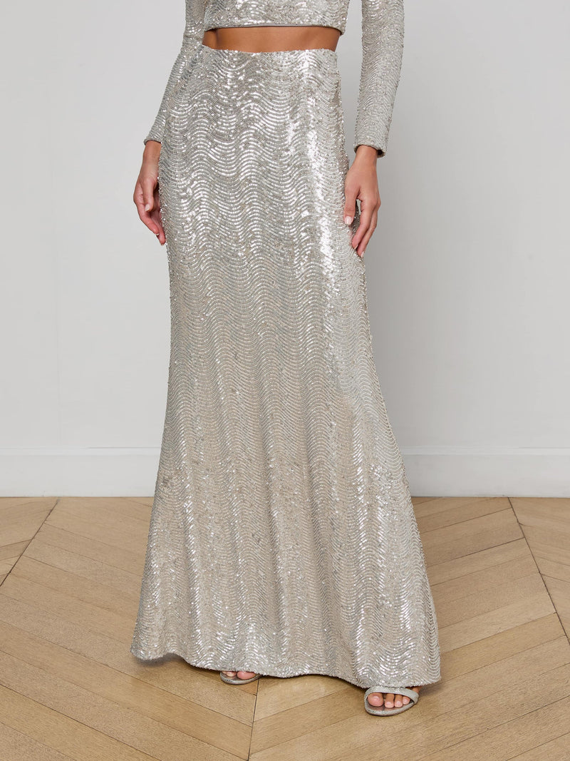 L'Agence Zeta Sequin Maxi Skirt