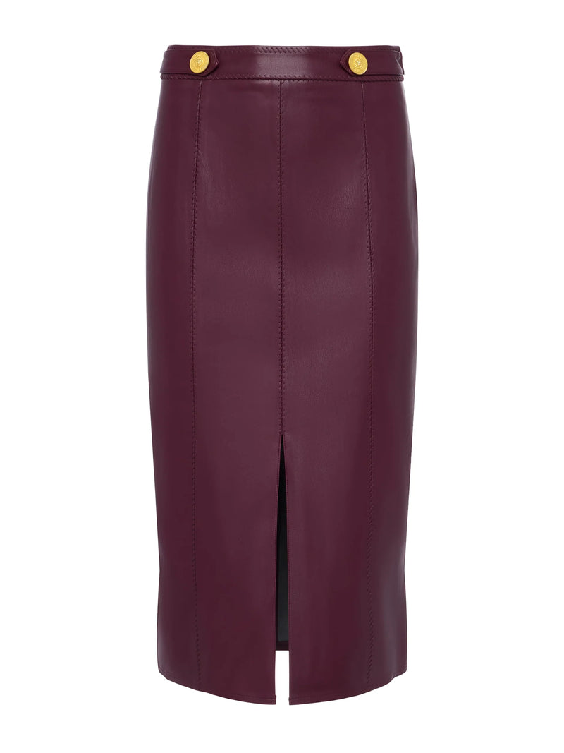 L'Agence Arlette Vegan Leather Midi Skirt