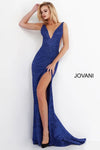 V Neck Fitted Gown With High Slit