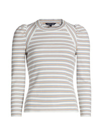Veronica Beard Delano Striped Stretch-Cotton Top