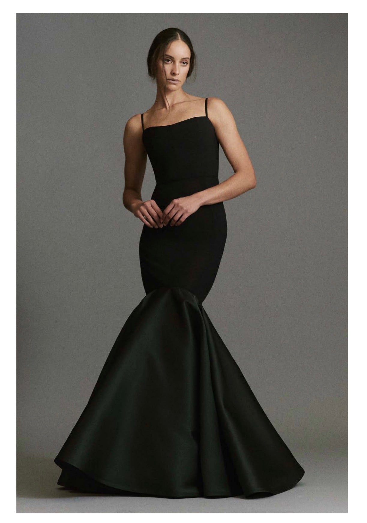 Greta Constantine Morowesh Spaghetti-Strap Gown With Flounce Black