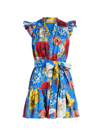 Alice + Olivia Cora Flutter Sleeve Tiered Mini Shirt Dress Endless Blossom SM
