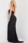 Black Embellished Strapless Sheath Gown