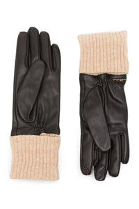 Twinset Logo-Opaque Gloves - Dark Brown