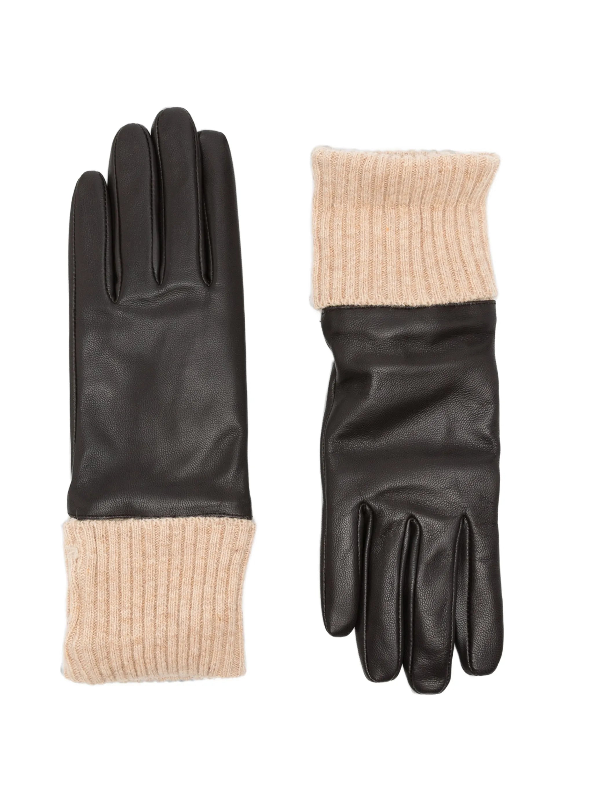 Twinset Logo-Opaque Gloves - Dark Brown