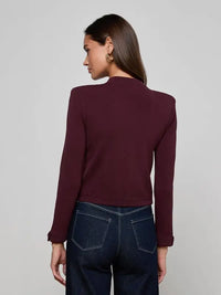 L'Agence 80161NXC2-MLBG Gilet court Patsy à col rond Malbec/Gold