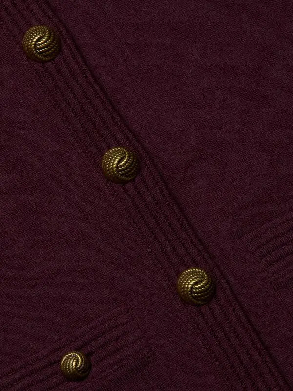 L'Agence 80161NXC2-MLBG Gilet court Patsy à col rond Malbec/Gold
