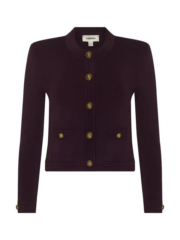 L'Agence 80161NXC2-MLBG Gilet court Patsy à col rond Malbec/Gold