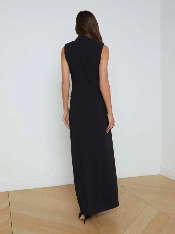 L'Agence 61280PMB-BLAC Robe blazer sans manches Calliope noire