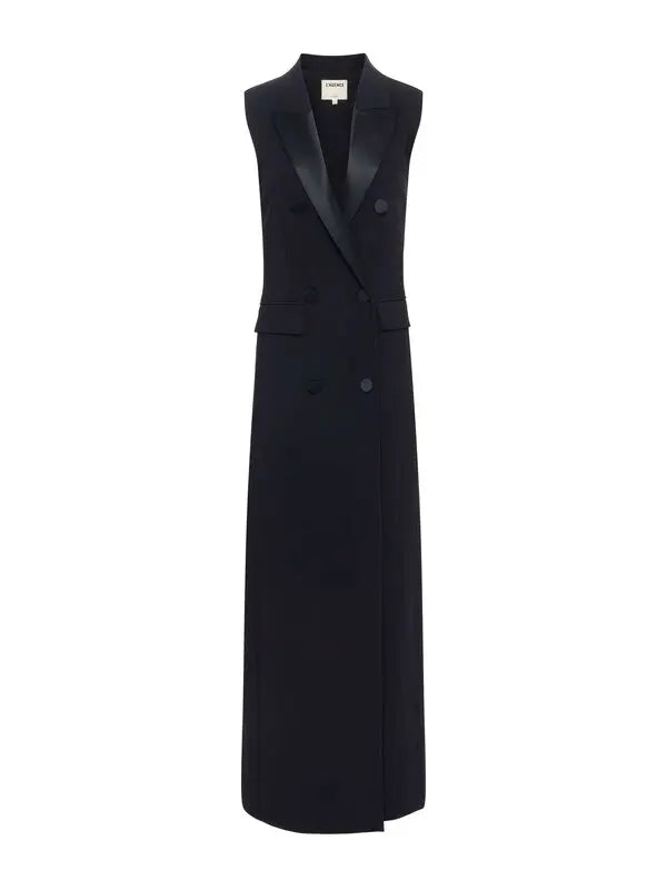 L'Agence 61280PMB-BLAC Robe blazer sans manches Calliope noire