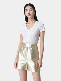 Riani Metallic Nappa Leather Shorts
