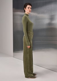 Riani Long-Sleeve Top With Stand-Up Collar Olive