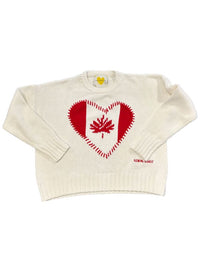 Kerri Rosenthal Canada Boyfriend Maple Leaf Cotton Sweater White