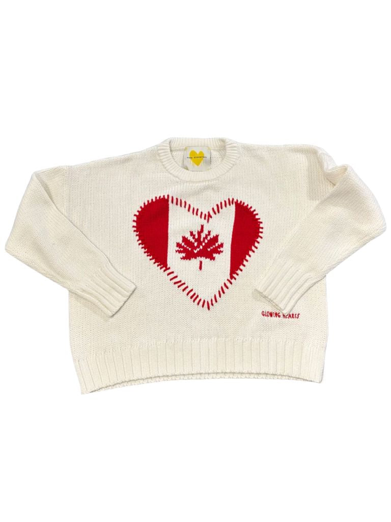 Kerri Rosenthal Canada Boyfriend Maple Leaf Cotton Sweater White